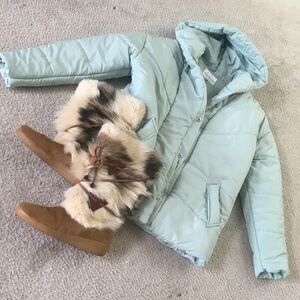 JASON MAXWELL/“MINT-SAGE” PUFFER HOODIE/ NEW